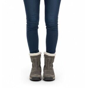 Sorel Boots Waterfall Grey Suede Leather Waterproof Snow Womens 8.5